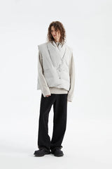 ORGANIC EMOTION Deconstructed Scarf Collar Down Vest