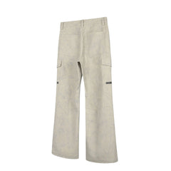 OKAYTHXBYE Muted Marble Multi-Pocket Panel Flared Cargo Pants