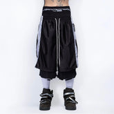 FVVO Layered Mesh Satin Striped Shorts