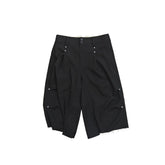 FACEONLAB Retro Pleated Raw-Edge Shorts