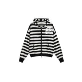 NOTHINGNESS WORLD Pirate Skull Graphic Striped Hoodie Jacket