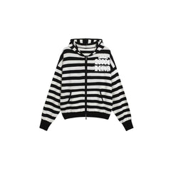 NOTHINGNESS WORLD Pirate Skull Graphic Striped Hoodie Jacket