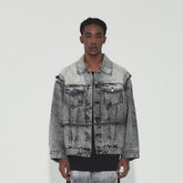 VANN VALRENCE Structural Panel Acid-Washed Oversized Denim Jacket