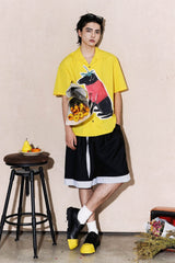 OIPWORD Strawberry Dog Graphic Half Shirt