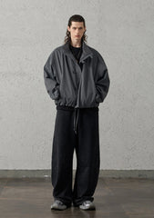 ORGANIC EMOTION Waxed-Wash Oversized Curved Pants