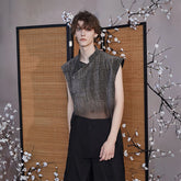 JIECHI Gradient Sheer Split-Hem Vest