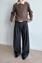 KREATE Triple-Pleat Wide-Leg Trousers