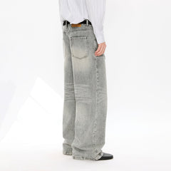 KREATE Whisker Washed Straight-Leg Jeans