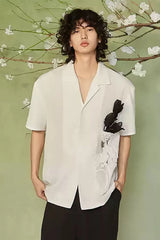 JIECHI Bottled Bloom Sheer Half Shirt