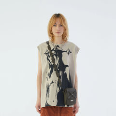 ERROR CODE ROBT Portrait Graphic Mesh Lining Sleeveless Tee