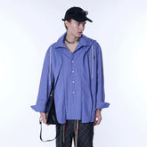 ASSEEN Deconstructed Layered Placket Oversized Hood Shirt