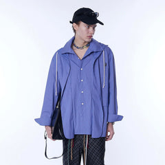 ASSEEN Deconstructed Layered Placket Oversized Hood Shirt