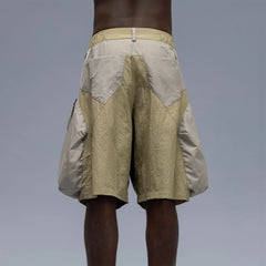 XIPHEVIL Snake Skin Contrast Panel Multi-Pocket Shorts