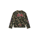 SAVAGEGROWTHWORLD Camo Waffle Knit Graphic Long-Sleeve Tee