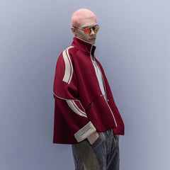 XIPHEVIL Contrast-Paneled Raglan Track Jacket Red