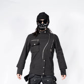 INSIDE OUT Asymmetrical Curved Zippered Jacket