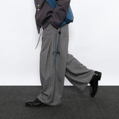 7440 37 1 Striped Drawstring Panel Wide-Leg Trousers