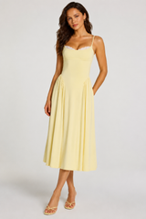 Modal Lace-Trim Midaxi Dress in Pastel Yellow