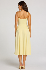 Modal Lace-Trim Midaxi Dress in Pastel Yellow