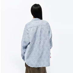 OVERLAPS Frayed Diamond Stripe Overshirt