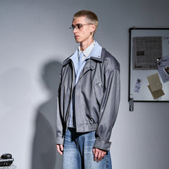 455EMBLE Double-Layered Stand-Collar Jacket