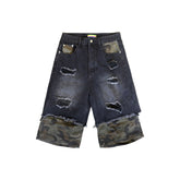 CLP Distressed Layered Camo Cargo Shorts