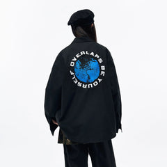 OVERLAPS Back Earth Graphic Overshirt