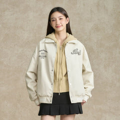 BONELESS Embroidered Logo PU Varsity Jacket