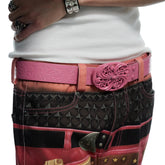 DND4DES Filigree Buckle Cowhide Leather Belt Pink