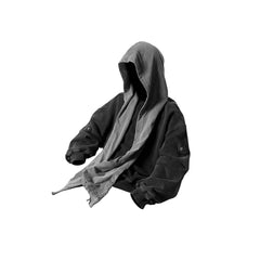 RELABEL Detachable-Hood Distressed Ripped Sweatshirt