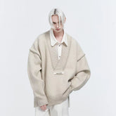 TIWILLTANG Retro Oversized V-Neck Sweater