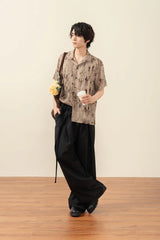 MOITIEDEPETALE Floral Accordion Pleats Cupro Blended Half Shirt