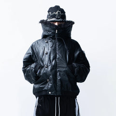 FVVO Faux Fur Liner Hooded Bomber Jacket