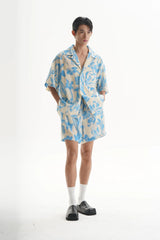 ORAL UTOPIA Airbrushed Floral Tencel Cuban Half Shirt
