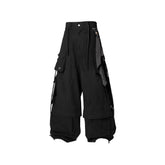 RELABEL Multi-Pocket Detachable Scarf Distressed Cargo Black