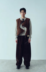 KADAKADA Curved Zip Suede-Puff Vest