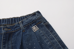 VANN VALRENCE Washed Diamond Curved Wide-Leg Jeans