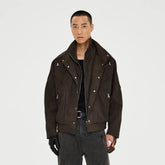 CATSSTAC Layered Placket Structured Paneled PU Jacket