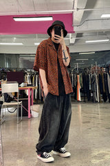ME DA IGUAL Retro Leopard Full-Print Cuban Half Shirt