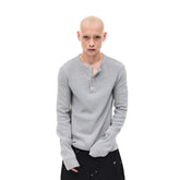 WHISTLEHUNTER Waffle-Knit Snap Henley Long-Sleeve Tee