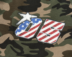 SAVAGEGROWTHWORLD Camo Waffle Knit Graphic Long-Sleeve Tee