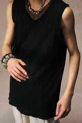 GONGHE REPUB Distressed Rib-Knit Vest