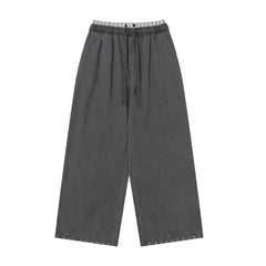 OVDY Layered-Waist Distressed Straight-Leg Pants