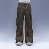 XIPHEVIL Paneled Multi-Pocket Zip Cargo Pants Coffee