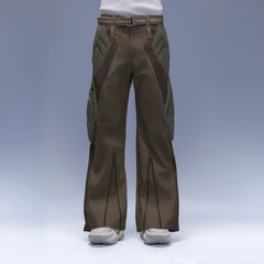 XIPHEVIL Paneled Multi-Pocket Zip Cargo Pants Coffee