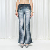 DND4DES×Faychui Swirl Pearl Faded Flared Jeans