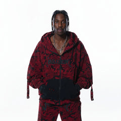 MOGONGSHE Camo Frayed LOGO Patch Hooded Jacket