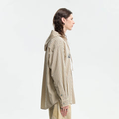 ORGANIC EMOTION Striped Drawstring Hooded Shirt