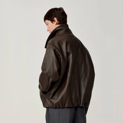 OPICLOTH Soft-Tanned Drawstring Faux Leather Jacket
