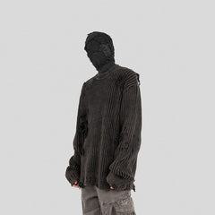 UNDERWATER Wasteland Ripped Sweater Charcoal